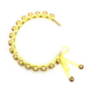 bracciale rigido regolabile con cristalli opachi e nastro gialli art. B000081