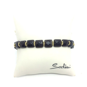 bracciale elastico di perline quadrate marroni art. 930023C