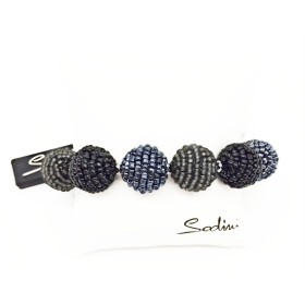 Bracciale elastico di sfere con perle nere e grigie art. 861253P