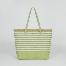 BORSA SHOPPER A RIGHE IN STRAW PAPER VERDE 