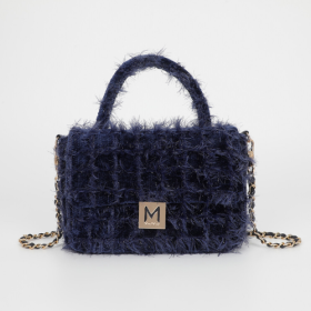 BORSA A TRACOLLA IN TWEED BLU