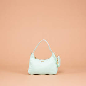 BORSA A SPALLA IN NYLON VERDE ACQUA