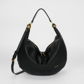BORSA A SPALLA GRANDE CON ANELLI AI MANICI NERO