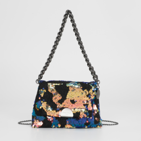 BORSA A MANO CON CATENA E PAILLETTES MISTO