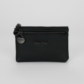 PORTAMONETE IN PELLE CON ZIP NERO