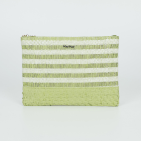 PORTAOGGETTI A RIGHE IN STRAW PAPER VERDE 