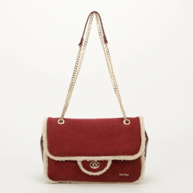 BORSA A TRACOLLA EFFETTO MONTONE BORDEAUX