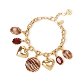 Bracciale catena e pendenti Malena - Rosso
