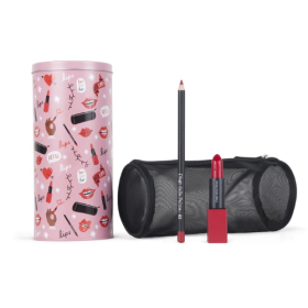 LIPS KIT: The Lipstick Creamy Refill 10 + Red Lipstick Refill Case + Lip Pencil 82 + Pochette