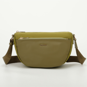 BORSA A TRACOLLA IN NYLON CON DETTAGLIO IN SIMILPE - VERDE OLIVA