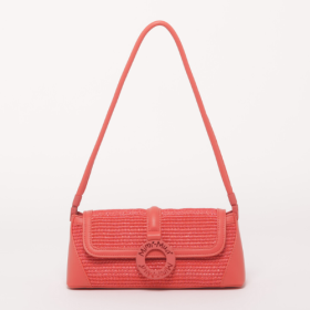 BORSA A SPALLA IN RAFIA - CORALLO
