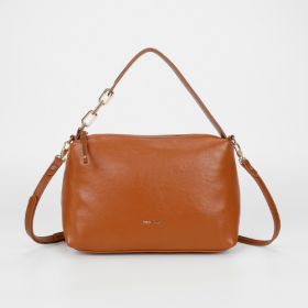 BORSA A SPALLA CON DETTAGLIO OCCHIELLI CUOIO