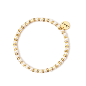 Bracciale elastico piccole perle e anellini Drusilla - Bianco