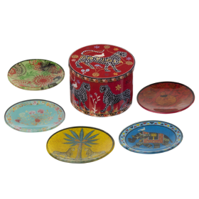 ORTIGIA Scatola di Latta con 5 Piattini di Vetro