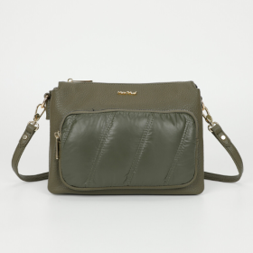 BORSA A TRACOLLA CON DETTAGLIO IN PIUMINO VERDE MILITARE 