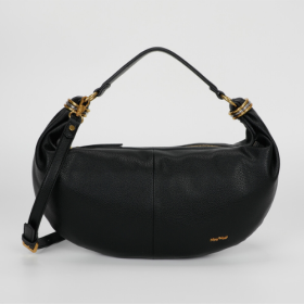 BORSA A SPALLA PICCOLA CON ANELLI AI MANICI NERO