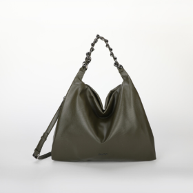BORSA A SPALLA GRANDE CON CATENA VERDE MILITARE