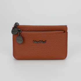 PORTAMONETE IN PELLE CON ZIP CUOIO