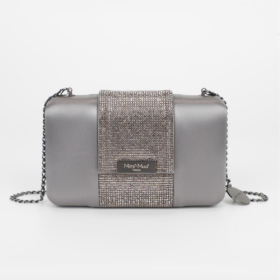 BORSA CLUTCH CON STRISCIA DI STRASS ARGENTO