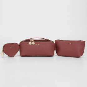 BEAUTY CASE SET DA 3 TINTA UNITA CUOIO