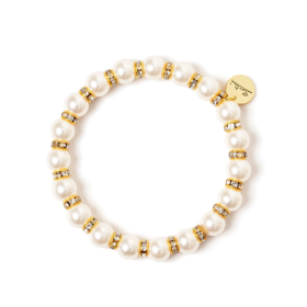 Bracciale elastico perle e anellini Drusilla - Bianco