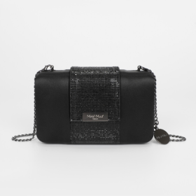 BORSA CLUTCH CON STRISCIA DI STRASS NERO