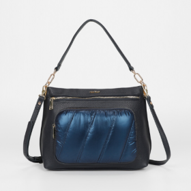 BORSA A SPALLA CON DETTAGLIO IN PIUMINO BLU