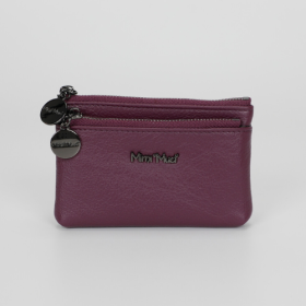 PORTAMONETE IN PELLE CON ZIP VIOLA