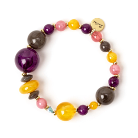Bracciale elastico a piccole e grandi boule Ester - Multicolor