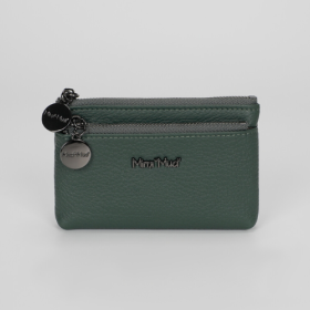 PORTAMONETE IN PELLE CON ZIP VERDE FORESTA