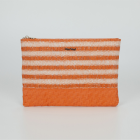 PORTAOGGETTI A RIGHE IN STRAW PAPER ARANCIO 