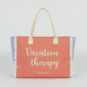 BORSA SHOPPER GRANDE "VACATION THERAPY" ARANCIO 