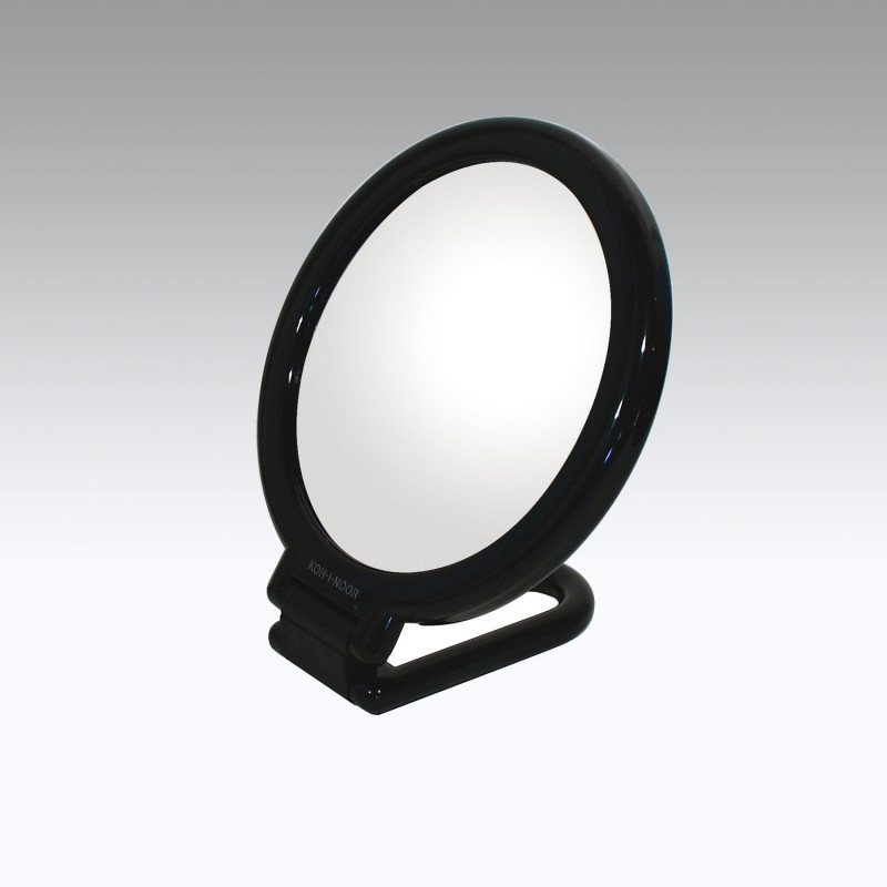 Specchio NERO bifacciale con ingrandimento, manico pieghevole.Ingrandimento x3 Ø14cm