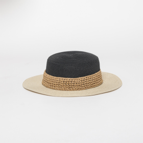 CAPPELLO IN STRAW PAPER BICOLOR NERO/BEIGE