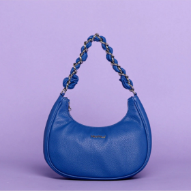 BORSA A SPALLA CON CATENA E INTRECCIO Bluette