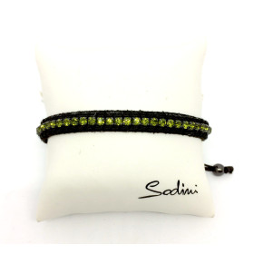 bracciale in tessuto regolabile con strass verdi art. B000029