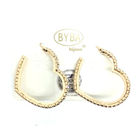 orecchino a perno con cuore rosa dorato e swarovski art. B000170